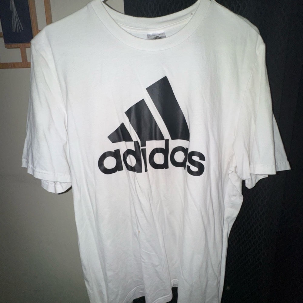 Men’s Adidas White Black Logo Short Sleeve Tee